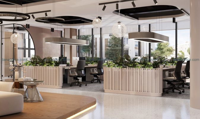 Thiết kế văn phòng mở kết hợp thiên nhiên